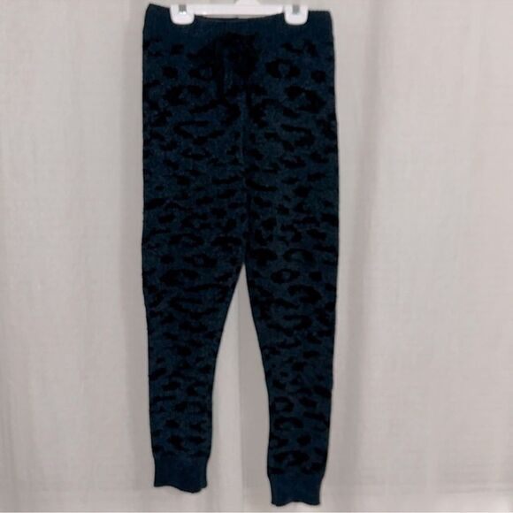 PJ Salvage XS Knit Chenille Navy Black Animal Print Lounge Drawstring Jogger - Picture 1 of 9